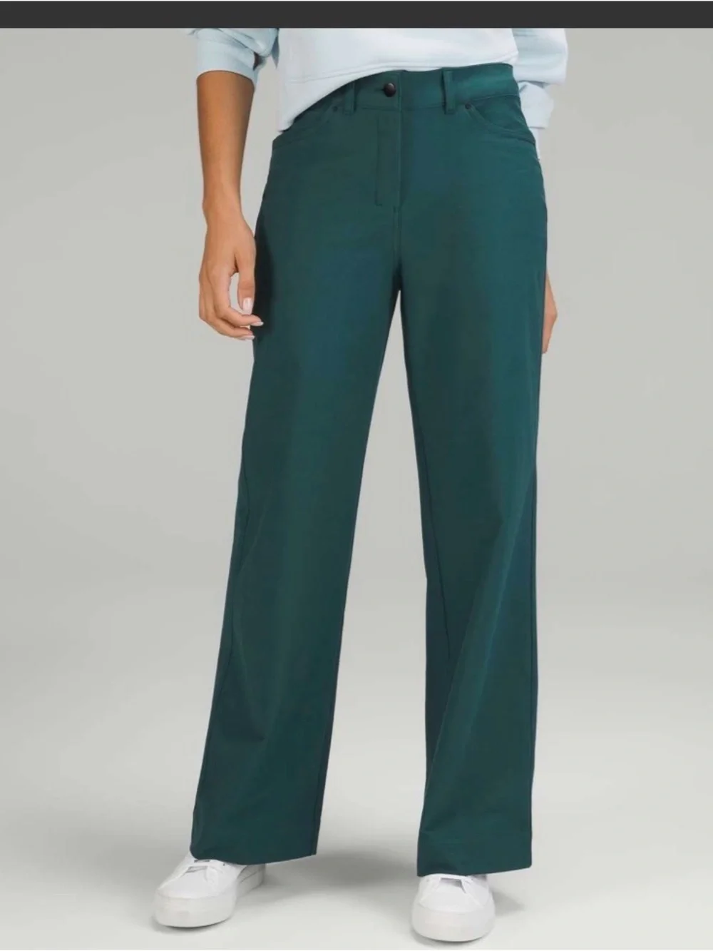 💚 Lululemon City Sleek 5-Pocket Wide-Leg High-Rise Pants – Green Jasper